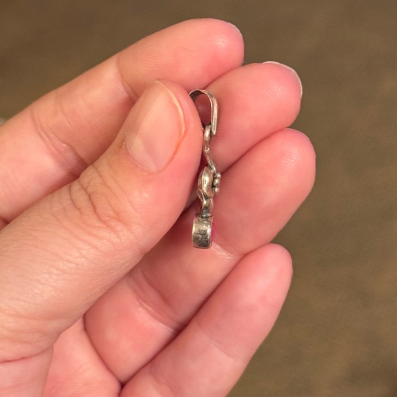 Sterling Silver Floral Pendant with Pink stone - Picture 3 of 4